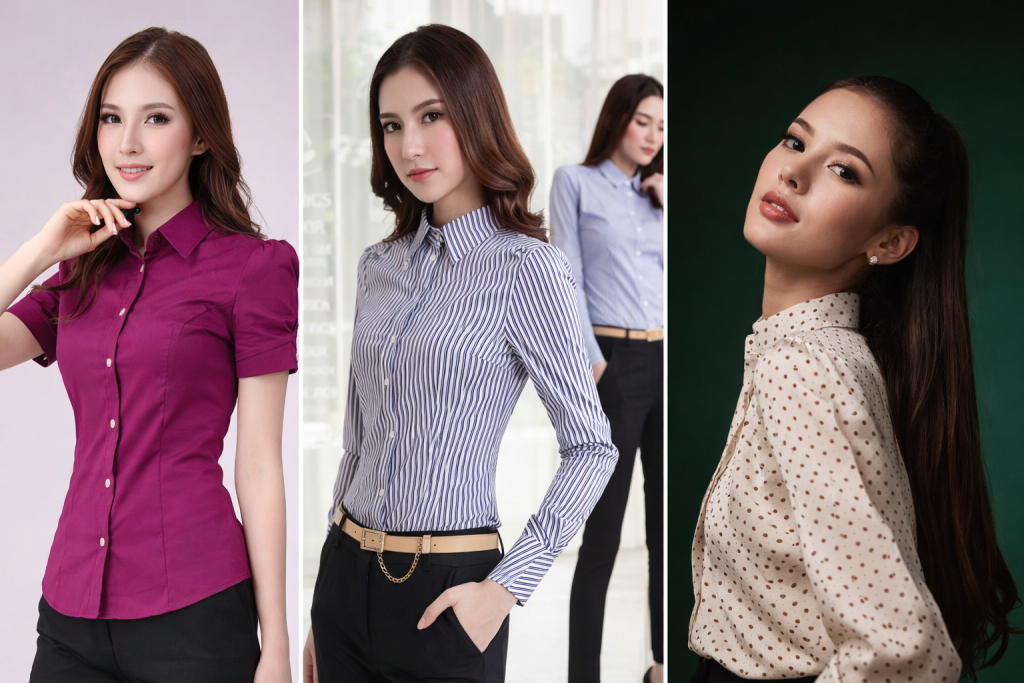 M.M.LaFleur professional workwear for women featuring tailored shirts and business casual outfits for an effortless office look