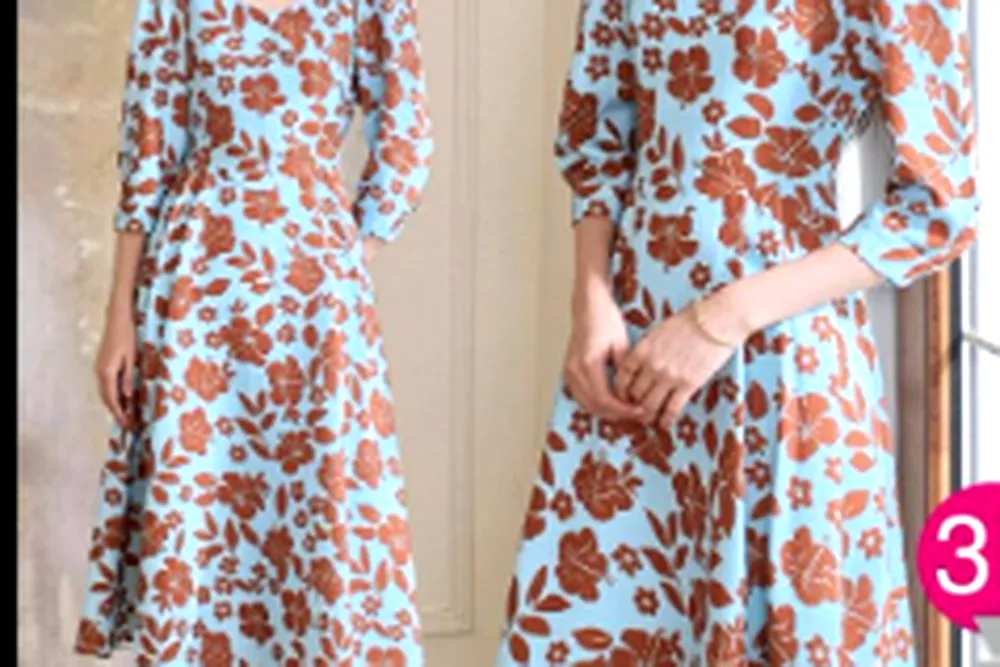 Rihoas signature tea dress: Light blue midi floral dress with vintage brown patterns for 2026 spring style.